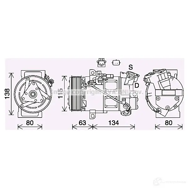Компрессор кондиционера PRASCO 1Y 3U7OZ 4045385230853 1424280778 rtak640
