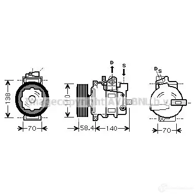 Компрессор кондиционера PRASCO 2574761 4045385170463 54 AD7 aiak272