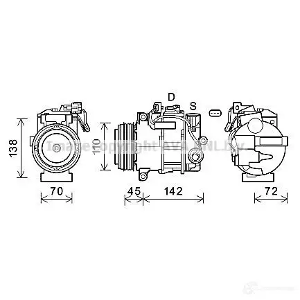Компрессор кондиционера PRASCO 4045385219896 msk697 1225603216 A O69J