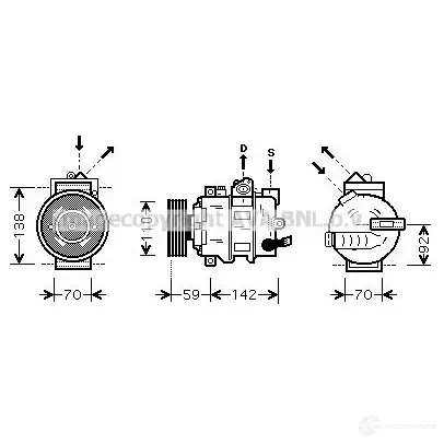 Компрессор кондиционера PRASCO NQR9T UK 4045385183203 aik349 2574841 изображение 0