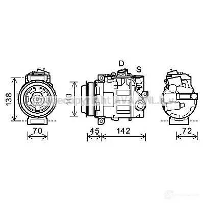 Компрессор кондиционера PRASCO 2596458 9QV YLT 4045385181230 msk586