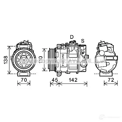 Компрессор кондиционера PRASCO msk615 A 5KHV 2596466 4045385193257 изображение 0