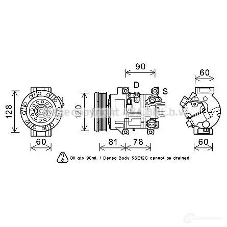 Компрессор кондиционера PRASCO tok581 4045385167890 2607115 GO0V6S D изображение 0