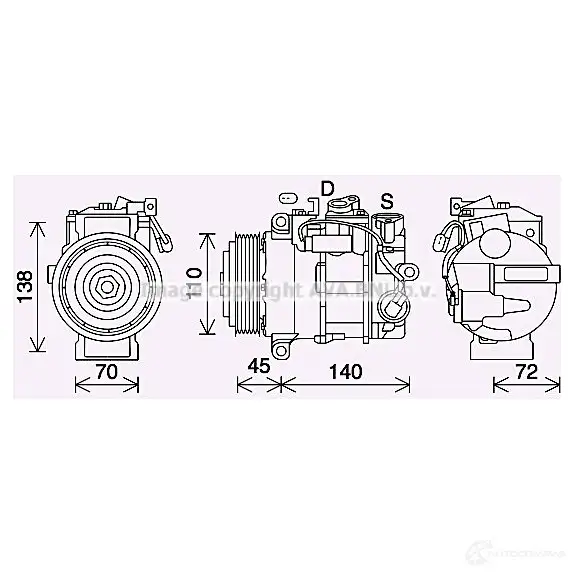 Компрессор кондиционера PRASCO msk705 M BKE9 1225603220 4045385221295