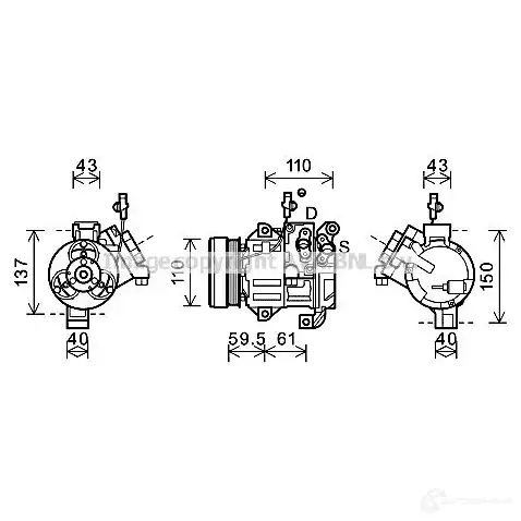 Компрессор кондиционера PRASCO szk129 2606386 4045385177691 H 6776