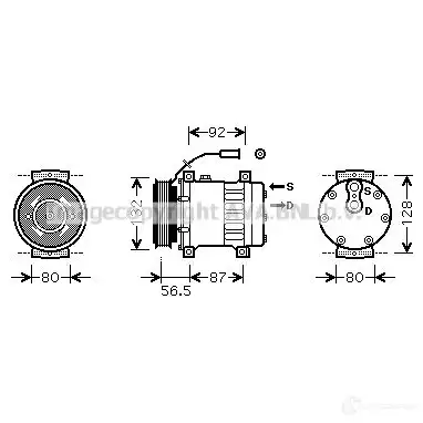 Компрессор кондиционера PRASCO 7ROCMS W 4045385189489 2601957 reak073