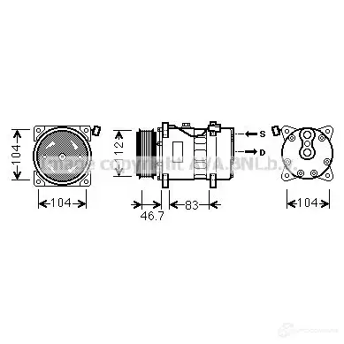 Компрессор кондиционера PRASCO 1198256938 4045385229402 vnak288 PZO T1