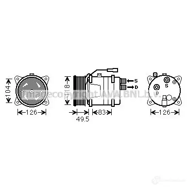 Компрессор кондиционера PRASCO 3 90XV6 1198256940 4045385229431 vnak303