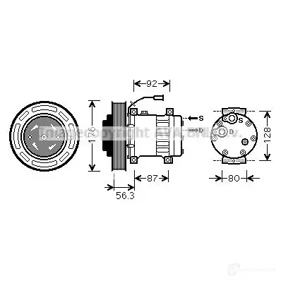 Компрессор кондиционера PRASCO 1423604712 vlak053 RJ K3XN 4045385194186