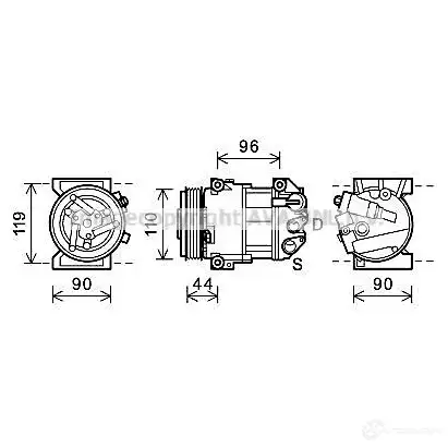 Компрессор кондиционера PRASCO EH VP7Y alak125 1437733200