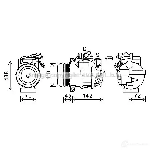 Компрессор кондиционера PRASCO 2596477 4045385216703 msk683 3O4 9C1