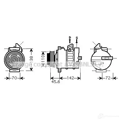 Компрессор кондиционера PRASCO 2596435 PW2P X 4045385094196 msk438