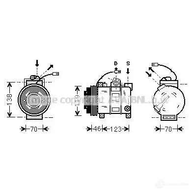 Компрессор кондиционера PRASCO DVN4 E 2574749 aiak015 4045385108442 изображение 0