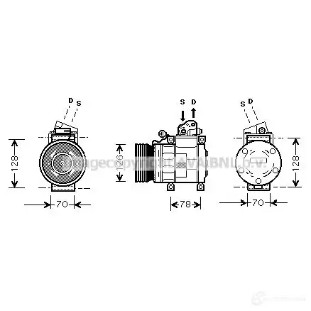 Компрессор кондиционера PRASCO 2575281 Z2B SX auk037 4045385033713