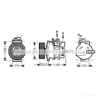 Компрессор кондиционера PRASCO aik284 4045385085804 O6 X7Z5 2574828