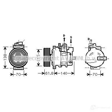 Компрессор кондиционера PRASCO UW3 MJ7Z 2574814 4045385070732 aik263 изображение 0