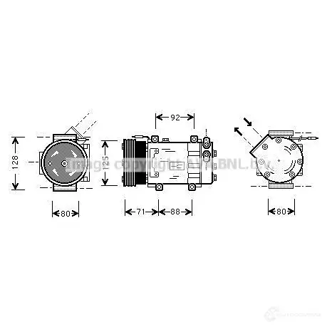 Компрессор кондиционера PRASCO 5V P3TJ rtak127 4045385215638 2604225 изображение 0