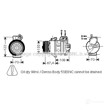 Компрессор кондиционера PRASCO 8P3 6ZU 4045385094035 mck009 2593644