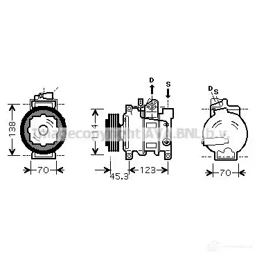Компрессор кондиционера PRASCO 2574823 OF55 G8J aik276 4045385104697 изображение 0