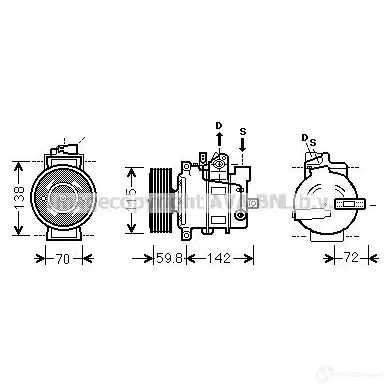 Компрессор кондиционера PRASCO RO UEK 2574839 aik343 4045385178759