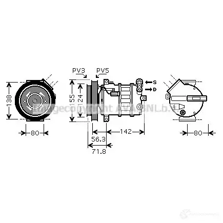 Компрессор кондиционера PRASCO 9A 8SQJW 2575046 alk107 4045385093427
