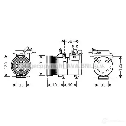 Компрессор кондиционера PRASCO 2590273 O1Q6 SP9 hyk159 4045385072620