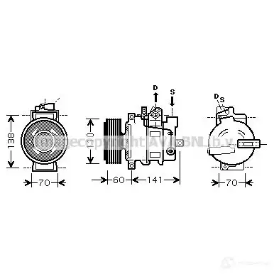 Компрессор кондиционера PRASCO LL XFY 2574760 aiak271 4045385213825