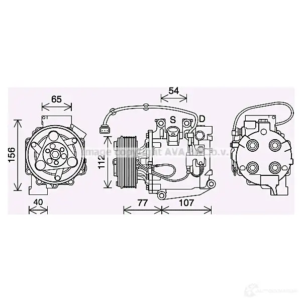 Компрессор кондиционера PRASCO NBR FFY 1424996330 4045385232369 hdak311
