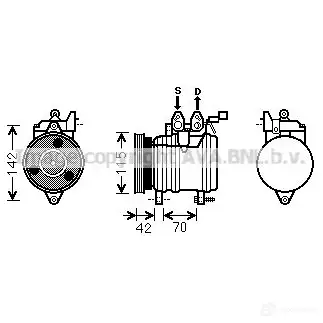 Компрессор кондиционера PRASCO OEX7 5D hyk201 2590281 4045385106097