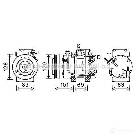 Компрессор кондиционера PRASCO D546 3 2590335 hyk439 4045385212422