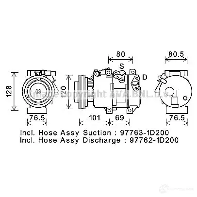 Компрессор кондиционера PRASCO kak275 2591289 I XUF6W 4045385212934