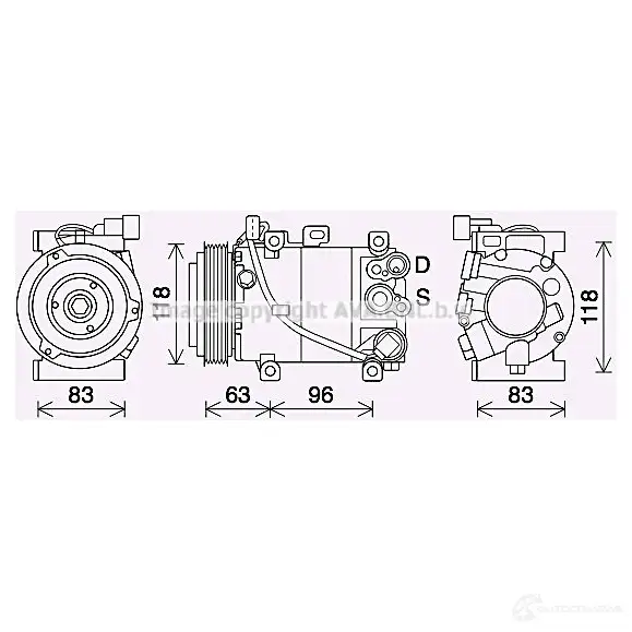 Компрессор кондиционера PRASCO 2M3E QO 1225588510 kak282 4045385219377