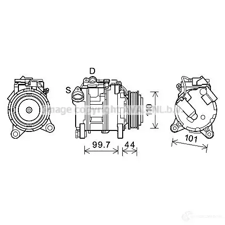 Компрессор кондиционера PRASCO 2577470 bwak493 4045385216260 3T IH2C