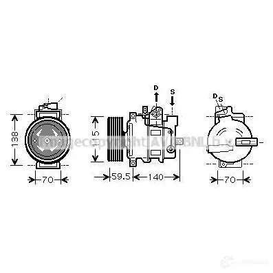 Компрессор кондиционера PRASCO 4045385222063 aiak284 C H33T 1419459546 изображение 0