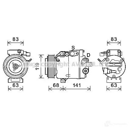 Компрессор кондиционера PRASCO hyk342 2590323 4045385194865 HD2 LB72