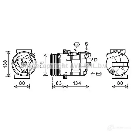 Компрессор кондиционера PRASCO QL8 8FA 2604329 rtk481 4045385176007 изображение 0