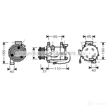 Компрессор кондиционера PRASCO 4045385084951 2588126 hdk208 61T VO2B изображение 0