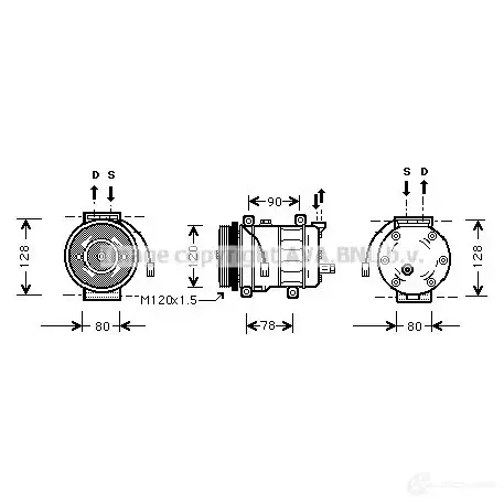 Компрессор кондиционера PRASCO alk010 1D QM95 2575034 4045385033669