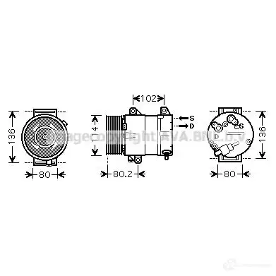 Компрессор кондиционера PRASCO rtk383 PQ 7TS6E 4045385093175 2604303 изображение 0