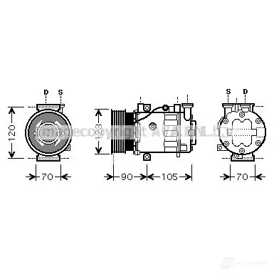 Компрессор кондиционера PRASCO 2PMRF 5 2587254 ftk361 4045385088195