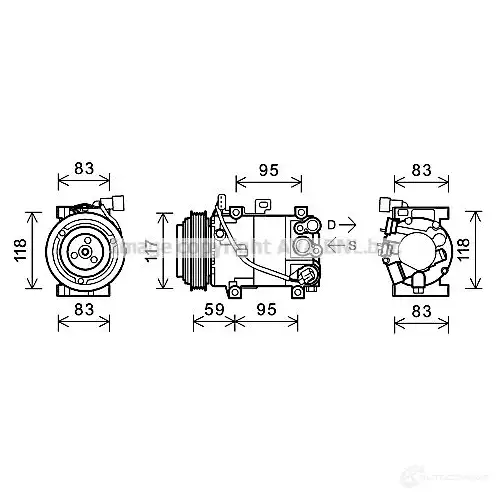 Компрессор кондиционера PRASCO kak193 I47EJ P 2591274 4045385183968 изображение 0