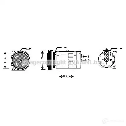 Компрессор кондиционера PRASCO rtk403 2604313 W5 WJ6AQ 4045385102570 изображение 0
