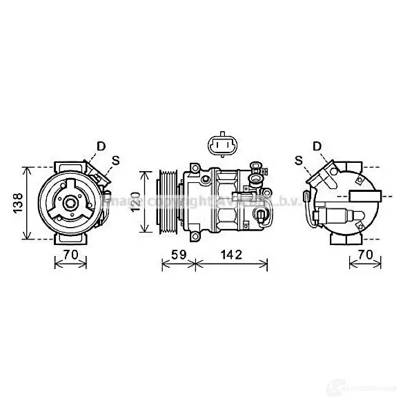 Компрессор кондиционера PRASCO olk579 DN FB9J 2598718 4045385176953 изображение 0