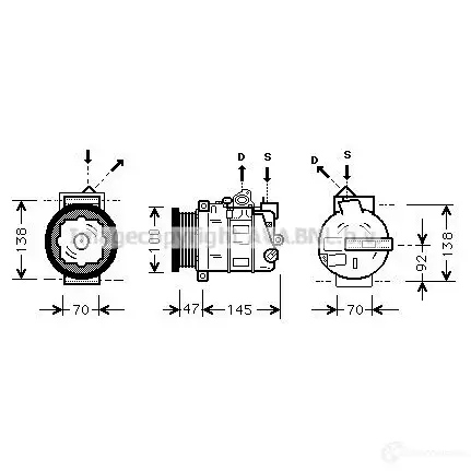 Компрессор кондиционера PRASCO 9K 964GL 2596420 msk390 4045385072668