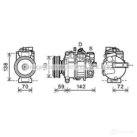 Компрессор кондиционера PRASCO 2MK 17 4045385074068 aik270 2574817