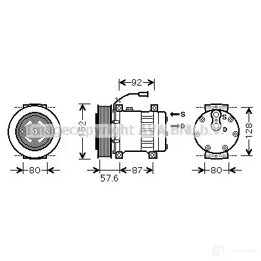 Компрессор кондиционера PRASCO 2601962 5M2B O 4045385156825 rek078