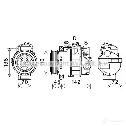 Радиатор кондиционера PRASCO 4045385071692 3 PU90H vw5252 2611013 изображение 0