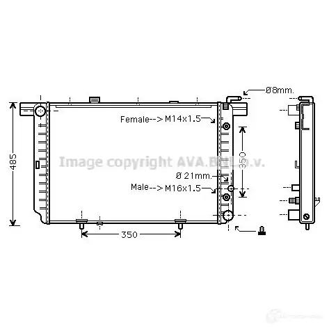 Радиатор охлаждения двигателя PRASCO vo2114 2608585 8CS3F VV04 2R001 изображение 0