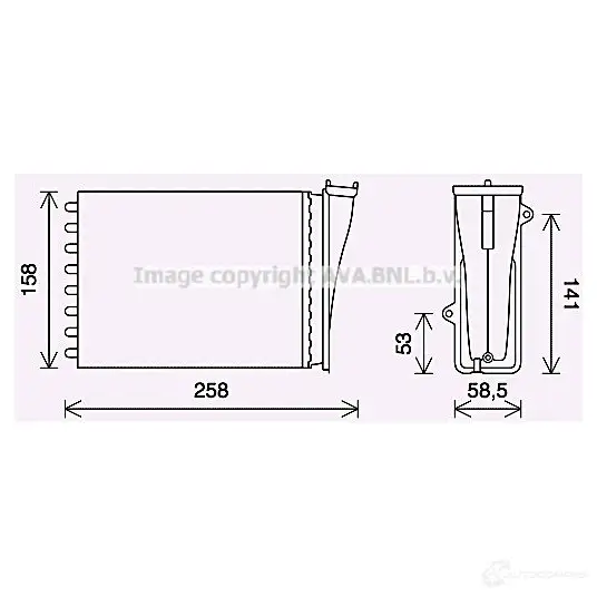 Радиатор печки, теплообменник PRASCO 4045385221080 pe6413 1225623620 B L9FL