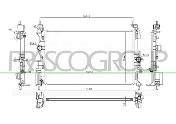 Радиатор охлаждения двигателя PRASCO OP036R002 1440739413 F92O GP